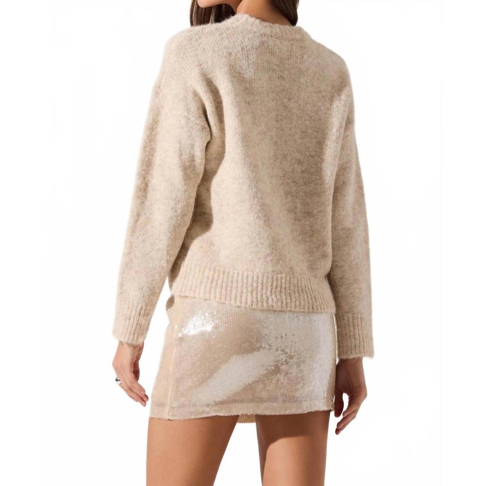 NEW ASTR selbie brushed knit sweater in cream - Picture 3 of 6